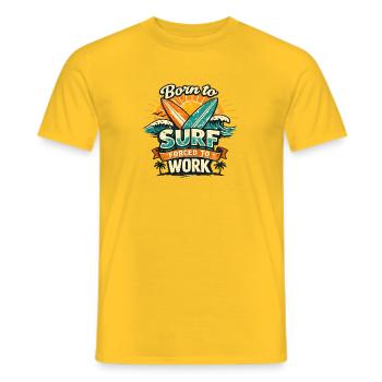 Born to Surf Forced to Work Vintage Tee - Men's T-Shirt - yellow - Front - AI Model Male 178 dark (178cm)