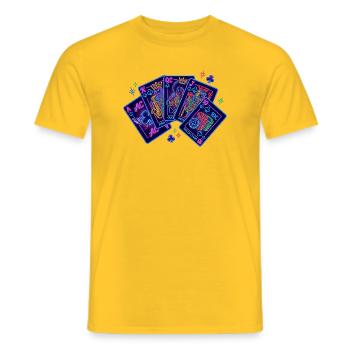 Royal Flush Poker Casino Neon Design - Männer T-Shirt - Gelb - Vorne - AI Model Male 178 dark (178cm)
