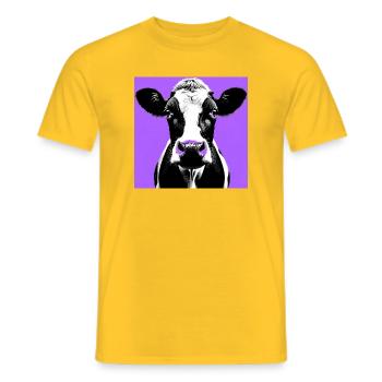 cow - Men's T-Shirt - yellow - Front - AI Model Male 178 dark (178cm)