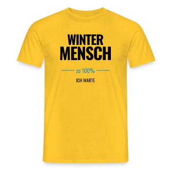 Wintermensch zu 100% Ich warte - Männer T-Shirt - Gelb - Vorne - AI Model Male 178 dark (178cm)