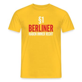 Berliner Haben Immer Recht Slogan Shirt - Männer T-Shirt - Gelb - Vorne - AI Model Male 178 dark (178cm)
