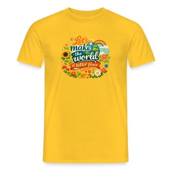 Let's Make the World a Better Place - Men's T-Shirt - yellow - Front - AI Model Male 178 dark (178cm)