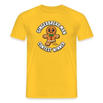 Lauréat du concours Gingerbread Man, Funny B - T-shirt homme - jaune - Devant - AI Model Male 178 dark (178cm)
