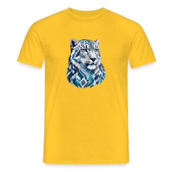 Geometrischer Eis Tiger Kopf - Männer T-Shirt - Gelb - Vorne - AI Model Male 178 dark (178cm)