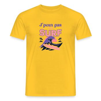 J'ai Surf Retro Pastel - T-shirt homme - jaune - Devant - AI Model Male 178 dark (178cm)