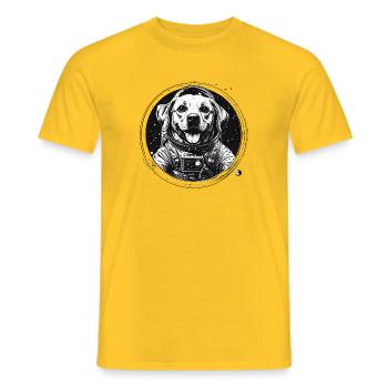 Space dog in suit - Men's T-Shirt - yellow - Front - AI Model Male 178 dark (178cm)