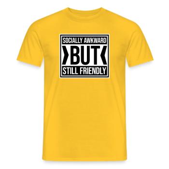Socially Awkward But Still Friendly Lustig Spruch - Männer T-Shirt - Gelb - Vorne - AI Model Male 178 dark (178cm)