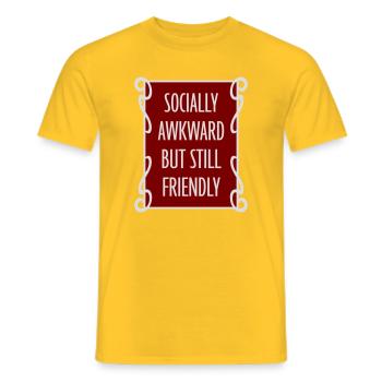 Socially Awkward But Still Friendly Lustig Spruch - Männer T-Shirt - Gelb - Vorne - AI Model Male 178 dark (178cm)