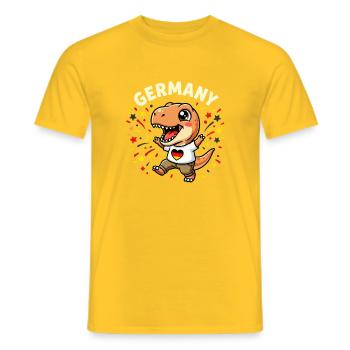 Dinosaur with Germany flag - Men's T-Shirt - yellow - Front - AI Model Male 178 dark (178cm)