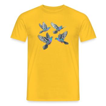 Bunte Tauben im Flug - Männer T-Shirt - Gelb - Vorne - AI Model Male 178 dark (178cm)