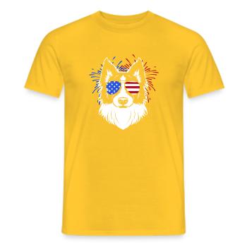 Border Collie - Men's T-Shirt - yellow - Front - AI Model Male 178 dark (178cm)