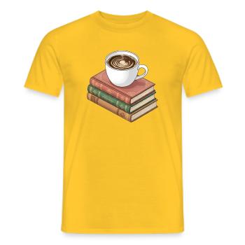 Coffee and books - Men's T-Shirt - yellow - Front - AI Model Male 178 dark (178cm)