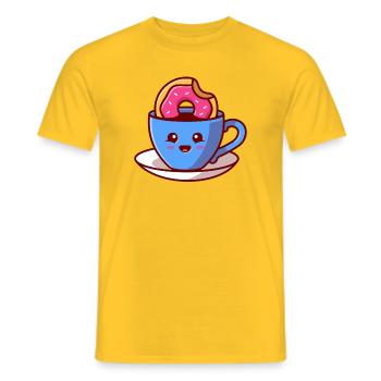 Kawaii Donut Cup Cheer - Men's T-Shirt - yellow - Front - AI Model Male 178 dark (178cm)