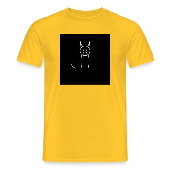 Minimalistische Katze auf Schwarz - Männer T-Shirt - Gelb - Vorne - AI Model Male 178 dark (178cm)