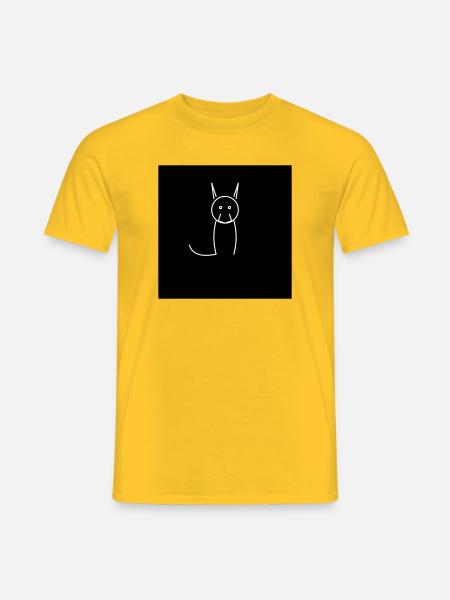 Minimalist cat on black - Men's T-Shirt - yellow