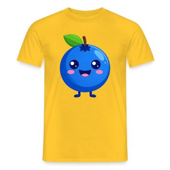 Visage de myrtille de Kawaii - T-shirt homme - jaune - Devant - AI Model Male 178 dark (178cm)