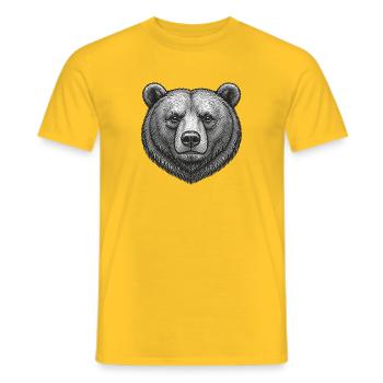 Illustration Grizzly de design graphique Bear - T-shirt homme - jaune - Devant - AI Model Male 178 dark (178cm)