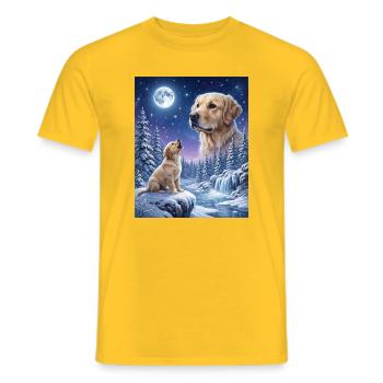 Howling to the Moon Meme Animal Dog Labrador - Men's T-Shirt - yellow - Front - AI Model Male 178 dark (178cm)