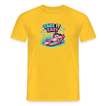 Axolotl Relax am Surfbrett - Männer T-Shirt - Gelb - Vorne - AI Model Male 178 dark (178cm)