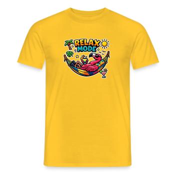 Relax Mode Flamingo in Hammock - Men's T-Shirt - yellow - Front - AI Model Male 178 dark (178cm)