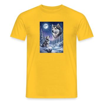 Hurler à la Lune Chien Mème d’Alaska - T-shirt homme - jaune - Devant - AI Model Male 178 dark (178cm)