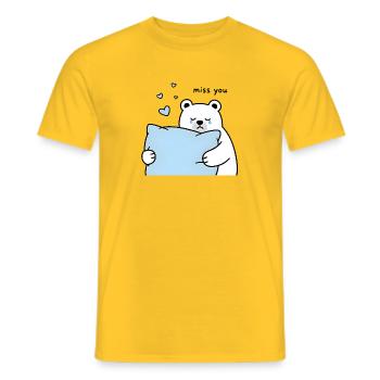 Bear Sad Love "Miss You" - Men's T-Shirt - yellow - Front - AI Model Male 178 dark (178cm)