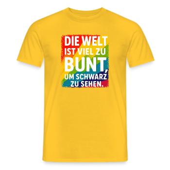 Bunte Welt | Positives Statement - Männer T-Shirt - Gelb - Vorne - AI Model Male 178 dark (178cm)