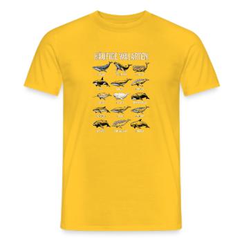 Haeufige Walarten Ozean Tierposter Art - Männer T-Shirt - Gelb - Vorne - AI Model Male 178 dark (178cm)