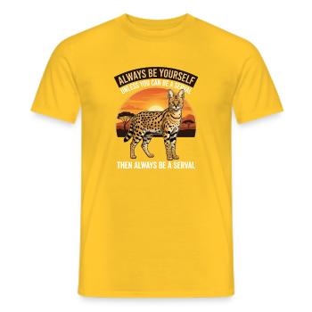 Always be yourself – Serval. - Men's T-Shirt - yellow - Front - AI Model Male 178 dark (178cm)