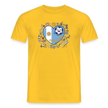 Herzflagge Argentinien Illustration - Männer T-Shirt - Gelb - Vorne - AI Model Male 178 dark (178cm)