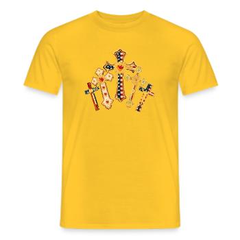 Amerikanische Kreuze Bling Collage - Männer T-Shirt - Gelb - Vorne - AI Model Male 178 dark (178cm)