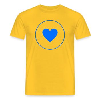 Cercle du Cœur Bleu | Conception minimale - T-shirt homme - jaune - Devant - AI Model Male 178 dark (178cm)