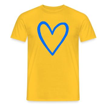 Blue Line Heart | Minimal Design - Männer T-Shirt - Gelb - Vorne - AI Model Male 178 dark (178cm)