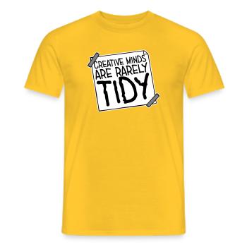 Creative Minds Are Rarely Tidy Funny Creative Logo - Men's T-Shirt - yellow - Front - AI Model Male 178 dark (178cm)
