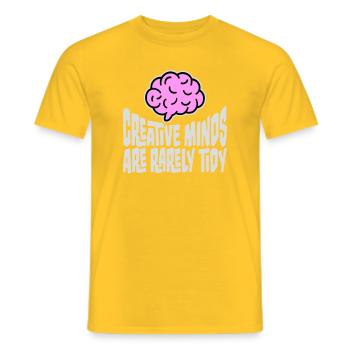 Creative Minds Are Rarely Tidy Funny Creative Logo - Men's T-Shirt - yellow - Front - AI Model Male 178 dark (178cm)