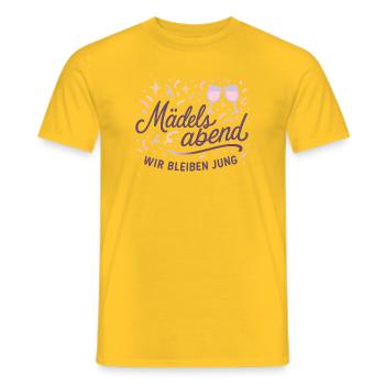 Mädelsabend Glow – Wir bleiben Jung - Männer T-Shirt - Gelb - Vorne - AI Model Male 178 dark (178cm)