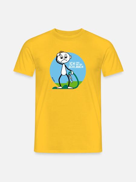 Figur Strichel: Steh auf dem Garten Schlauch. - Männer T-Shirt - Gelb