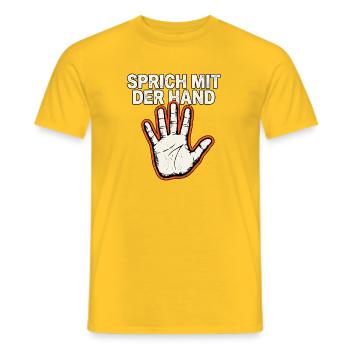 Sprich Mit Der Hand - Männer T-Shirt - Gelb - Vorne - AI Model Male 178 dark (178cm)