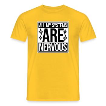 Tous mes systèmes sont nerveux, peur drôle, logo de nerd - T-shirt homme - jaune - Devant - AI Model Male 178 dark (178cm)