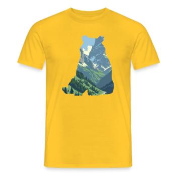 Conservation de la nature des paysages d’ours - T-shirt homme - jaune - Devant - AI Model Male 178 dark (178cm)