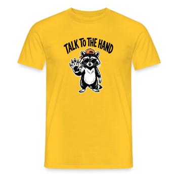 Parle avec ton raton laveur à main - T-shirt homme - jaune - Devant - AI Model Male 178 dark (178cm)