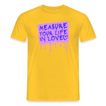 Measure Your Life In Love Inspirierend Liebe Logo - Männer T-Shirt - Gelb - Vorne - AI Model Male 178 dark (178cm)