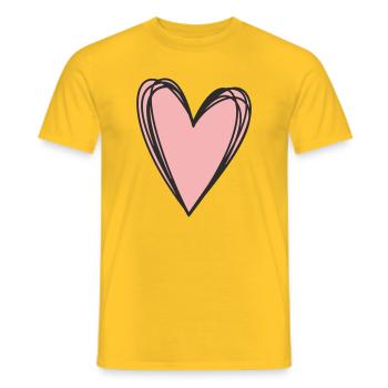 Cœur – Symbole d’amour et de connexion - T-shirt homme - jaune - Devant - AI Model Male 178 dark (178cm)