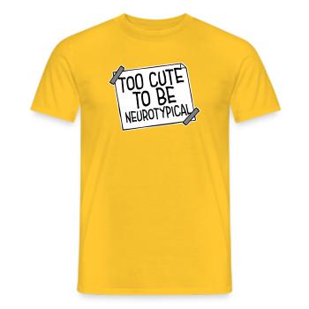 Too Cute To Be Neurotypical Funny Autism Logo - Men's T-Shirt - yellow - Front - AI Model Male 178 dark (178cm)