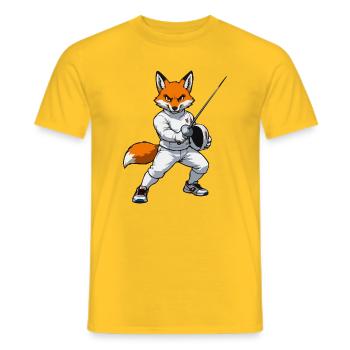 Escrimeur renard en costume blanc - T-shirt homme - jaune - Devant - AI Model Male 178 dark (178cm)