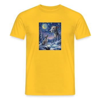 Howling to the Moon Meme Dog Greyhound - Men's T-Shirt - yellow - Front - AI Model Male 178 dark (178cm)