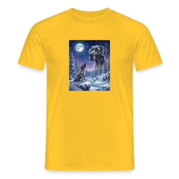 Hurler au chien mème de la Lune Grand Danois - T-shirt homme - jaune - Devant - AI Model Male 178 dark (178cm)