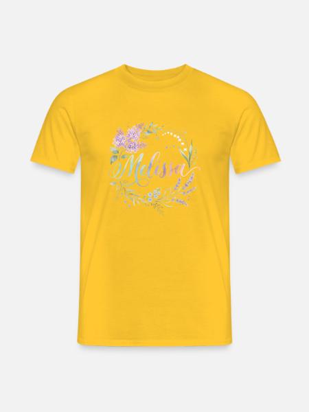 Melissa's Floral Name Wreath - Men's T-Shirt - yellow