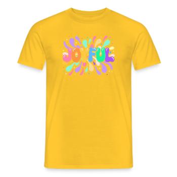 Lettrage Joyeux en éclats colorés - T-shirt homme - jaune - Devant - AI Model Male 178 dark (178cm)