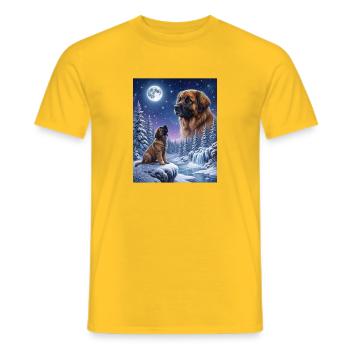 Le chien mème de Hurlement à la Lune Leonberger - T-shirt homme - jaune - Devant - AI Model Male 178 dark (178cm)